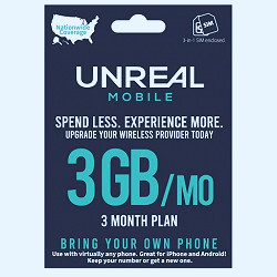 Unreal Mobile Sim Kit 3-month 3gb - Black : Target
